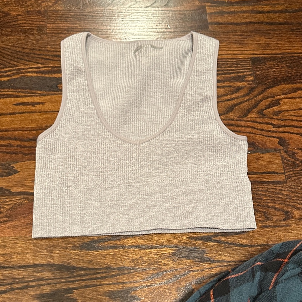 Gray Ribbed Women's Tank Top
